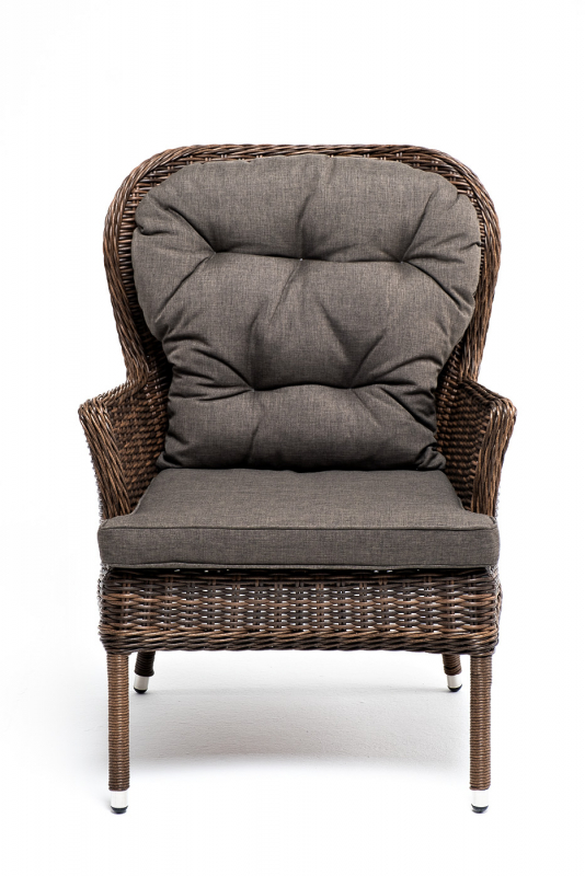 YH-C1618W brown Алиса кресло плетеное, цвет коричневый с подушками YH-C1618W brown Алиса кресло плетеное, цвет коричневый с подушками